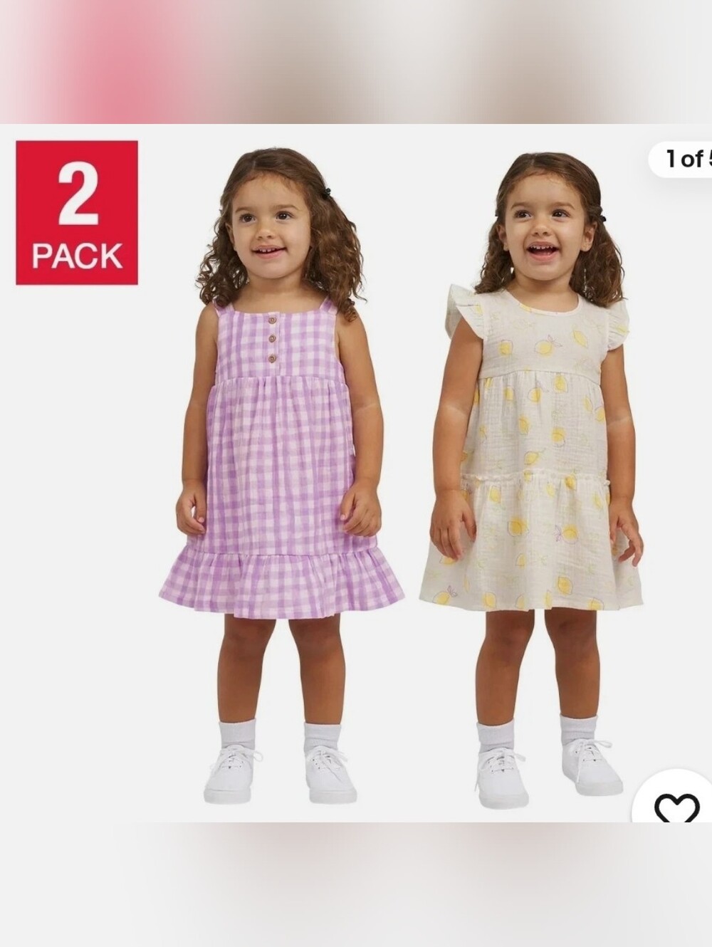 (Ew)New Koala Baby Girls 2-Pack Dress Set,  Striped & Ladybug,